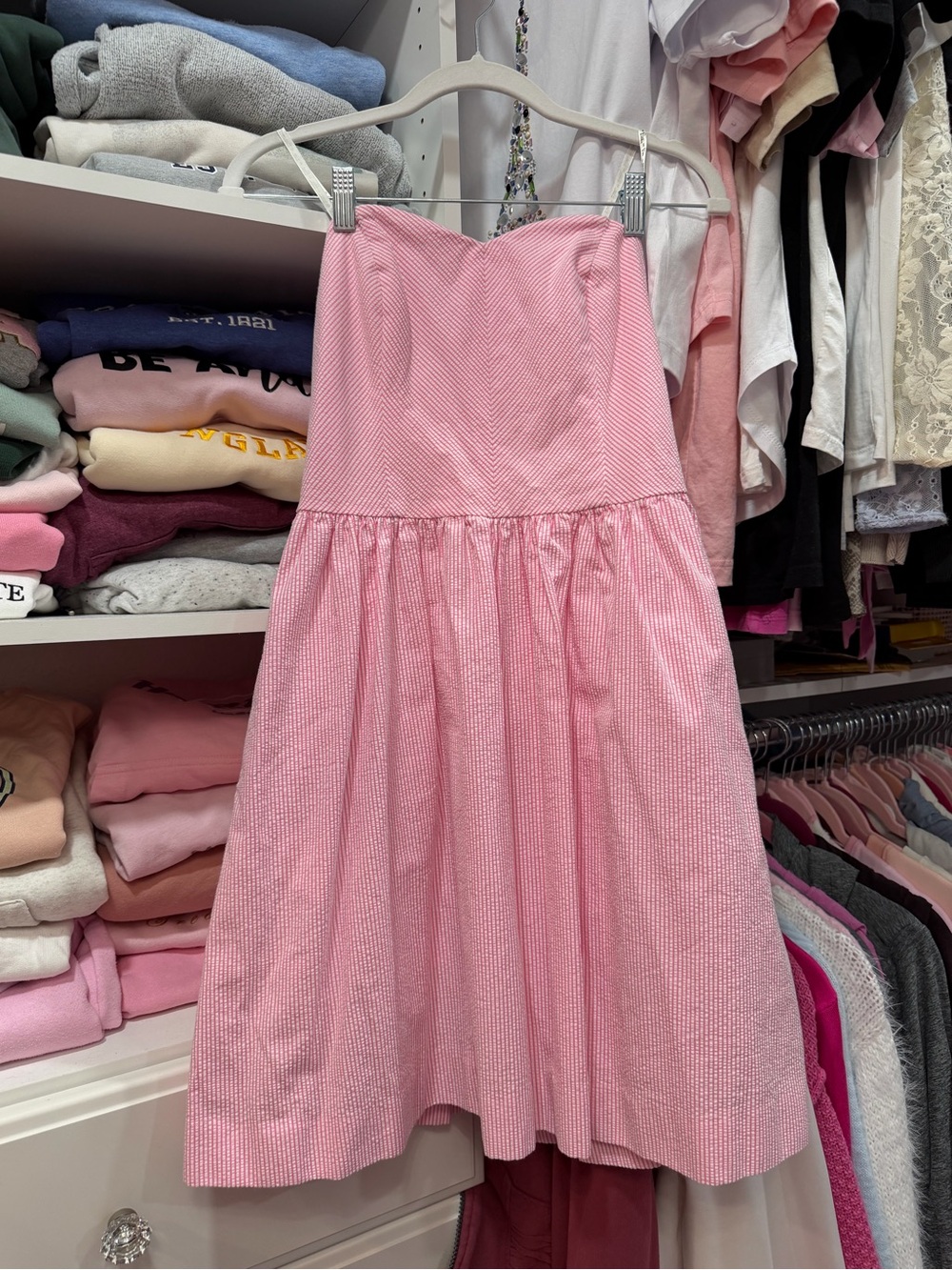 Lilly Pulitzer Strapless Pink and white Seersucker Dress, size 4